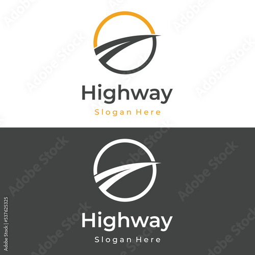 Logo design template highway, asphalt road route, traffic.Logo can be for business, sign, company.