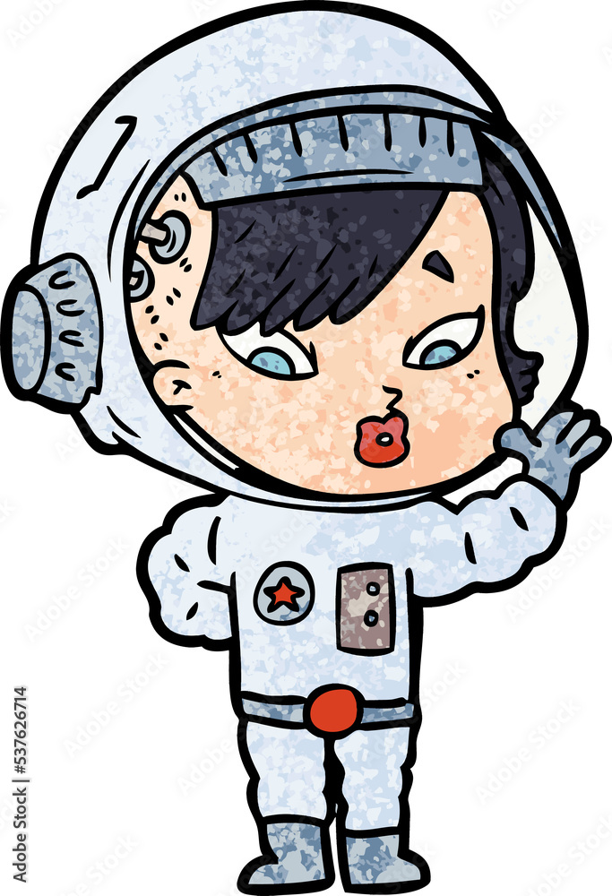 cartoon astronaut woman