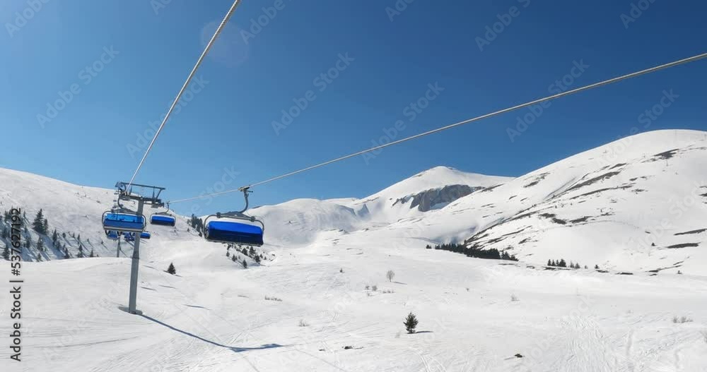 POV of ride on Ski lift and gondola on sunny day POV of ride on Ski lift and gondola on sunny day