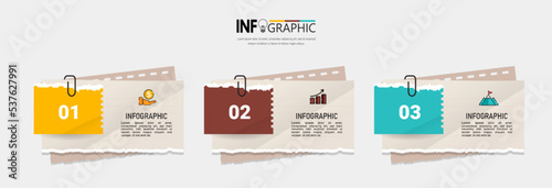 Business Infographic with note paper design vector.