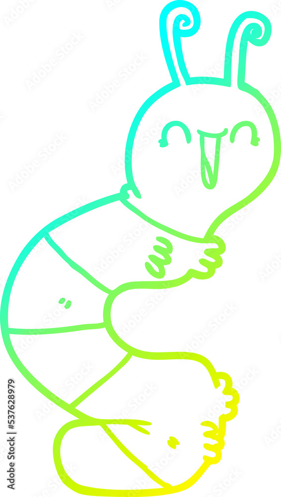 cold gradient line drawing of a cartoon happy caterpillar cold gradient line drawing of a cartoon happy caterpillar