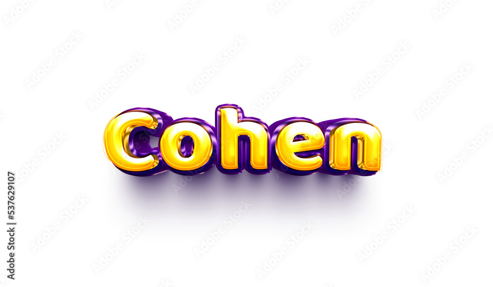 names of boys English helium balloon shiny celebration sticker 3d inflated Cohen