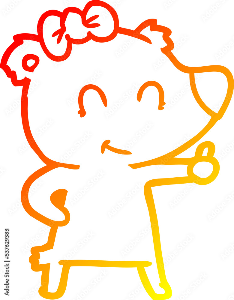 warm gradient line drawing of a female bear cartoon