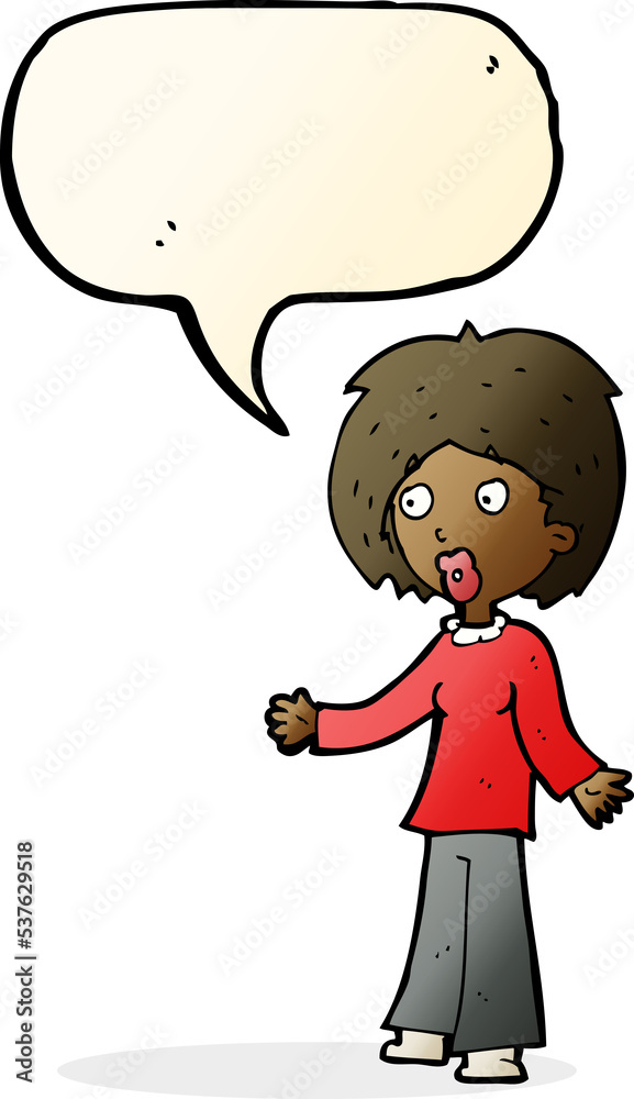 cartoon surprised woman with speech bubble cartoon surprised woman with speech bubble