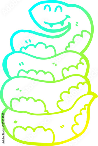 cold gradient line drawing of a cartoon snake