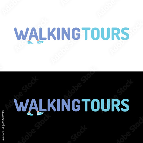 walking tours travel feet step creative logo