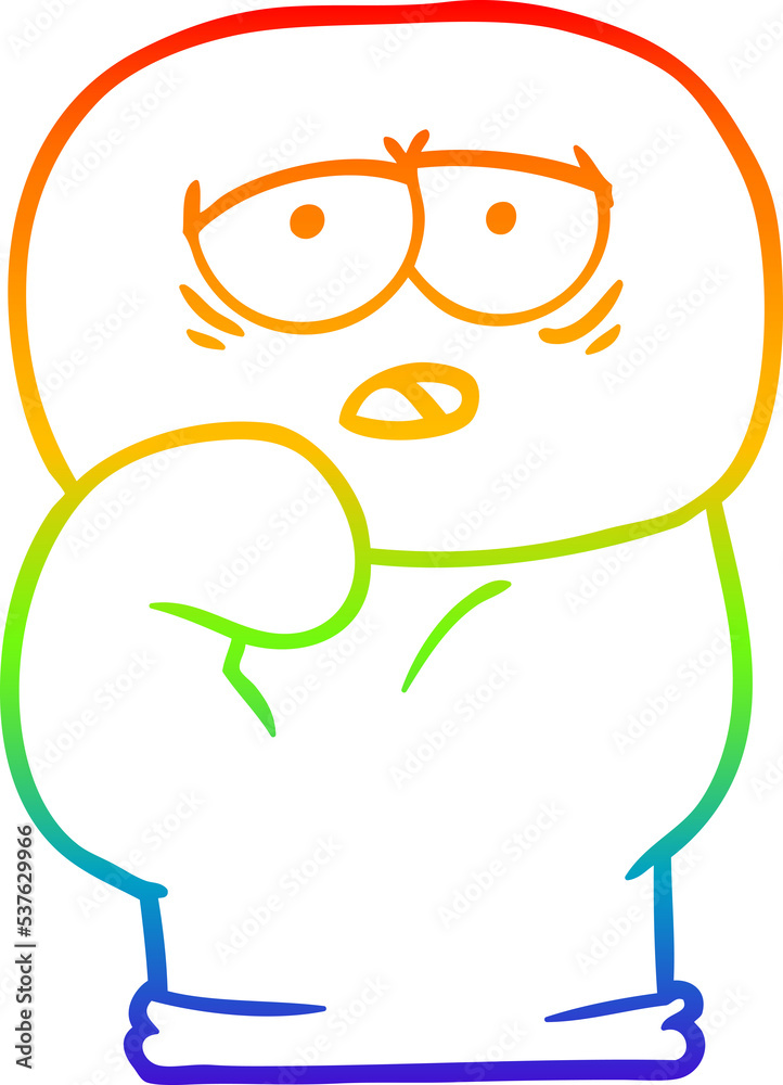 Obraz premium rainbow gradient line drawing of a cartoon boxing glove