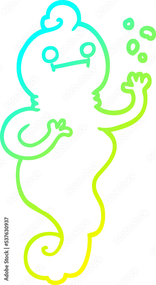 cold gradient line drawing of a cartoon spooky ghost cold gradient line drawing of a cartoon spooky ghost