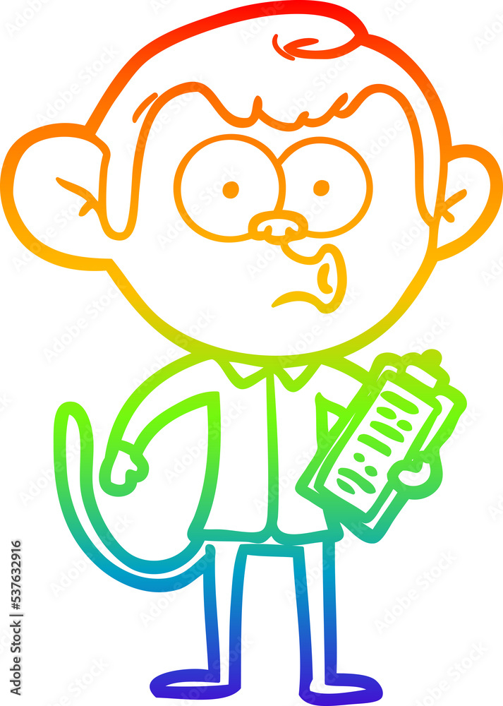 rainbow gradient line drawing of a cartoon salesman monkey rainbow gradient line drawing of a cartoon salesman monkey