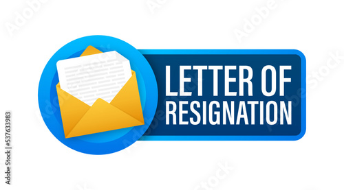 letter of resignation paper document, file. Vector stock illustration.