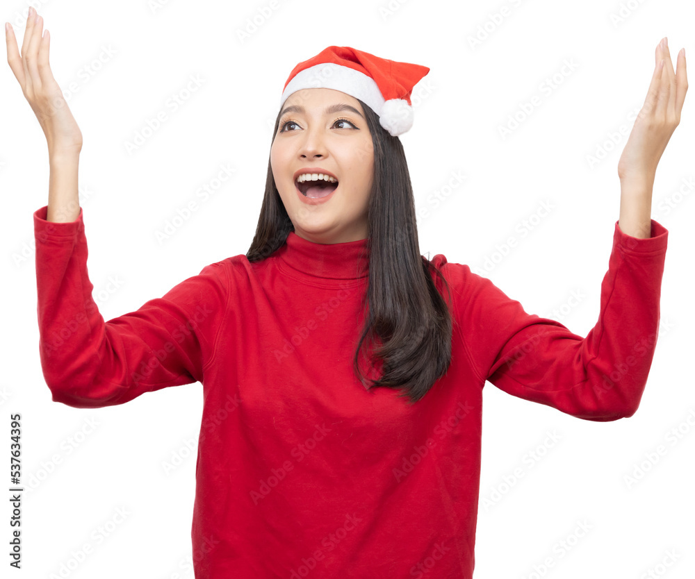 Female Santa Claus with Open Hands Presenting Gesture Female Santa Claus with Open Hands Presenting Gesture