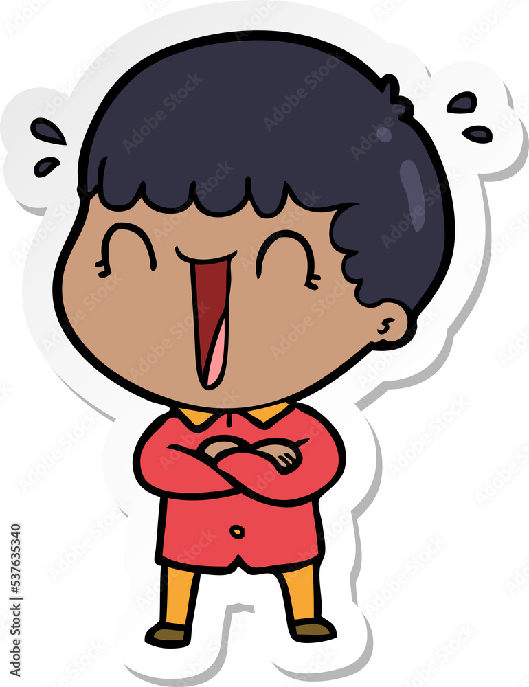 sticker of a laughing cartoon man sticker of a laughing cartoon man