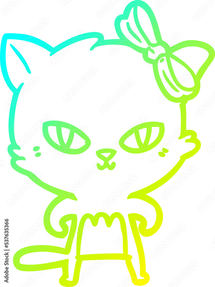 cold gradient line drawing of a cute cartoon cat cold gradient line drawing of a cute cartoon cat