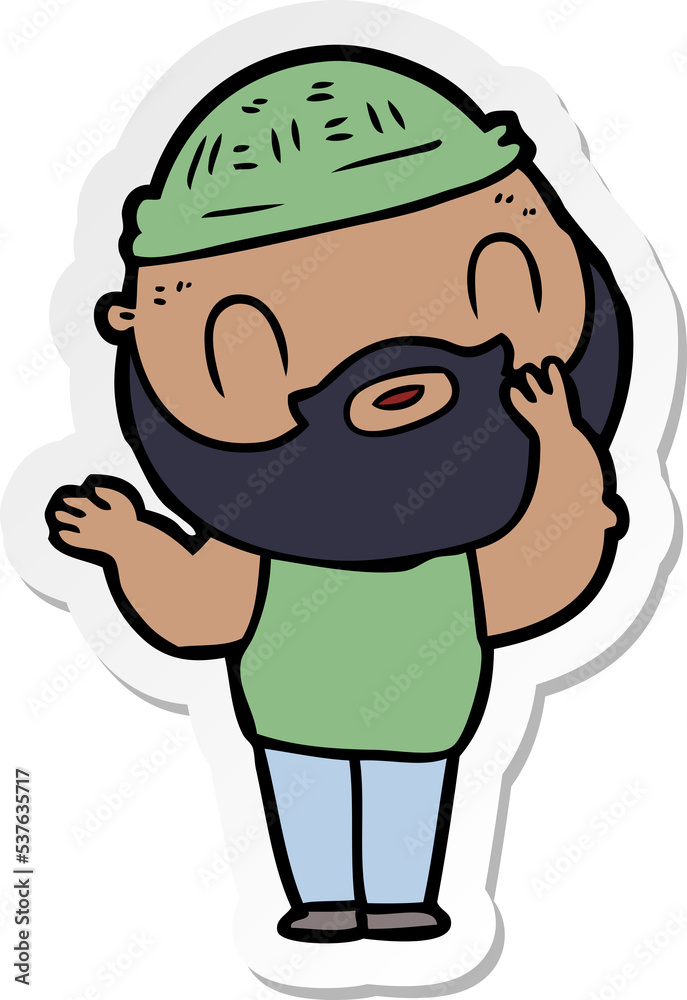 sticker of a cartoon bearded man