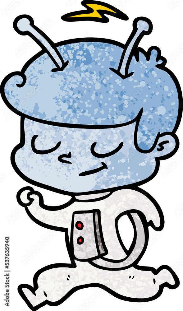 friendly cartoon spaceman running friendly cartoon spaceman running