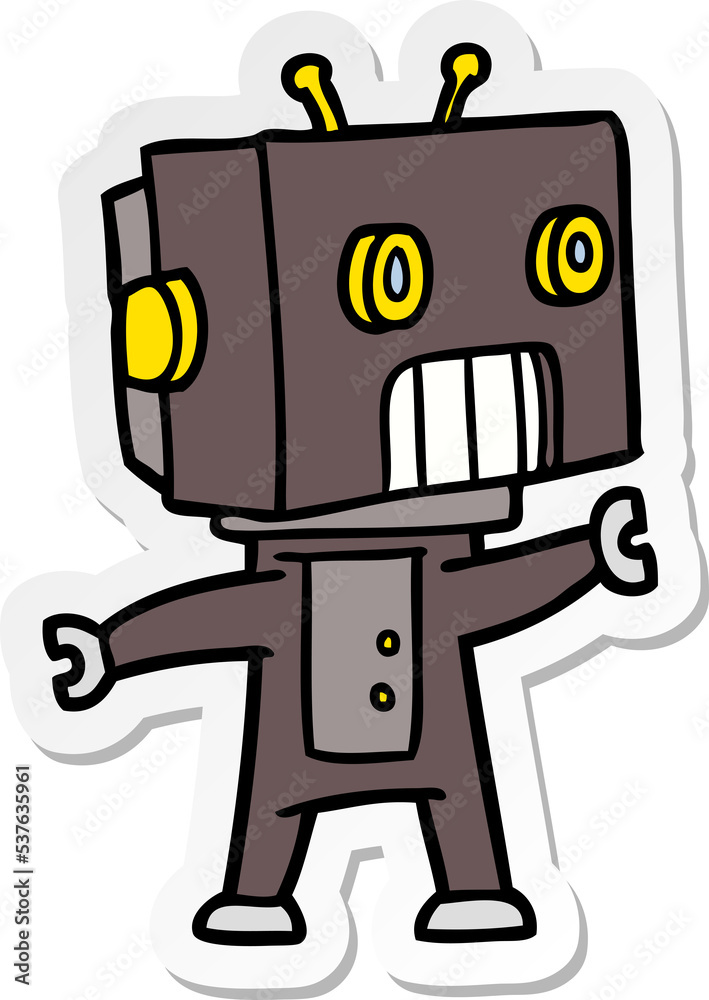 sticker of a cartoon robot sticker of a cartoon robot