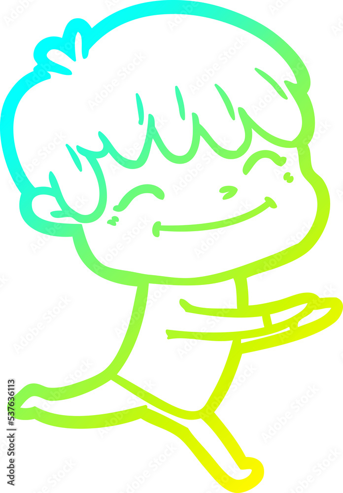 cold gradient line drawing of a cartoon happy boy cold gradient line drawing of a cartoon happy boy