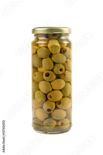 Green Pickled Olives Isolated, Olive Pickles, Pitted Fermented Olives