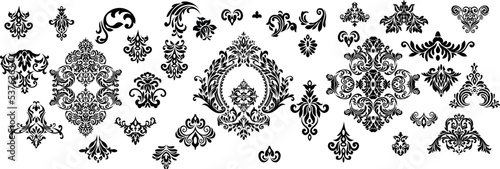 Oriental vector damask patterns for greeting cards and wedding invitations.
