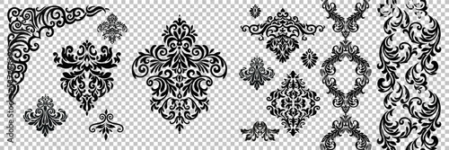 Oriental vector damask patterns for greeting cards and wedding invitations.