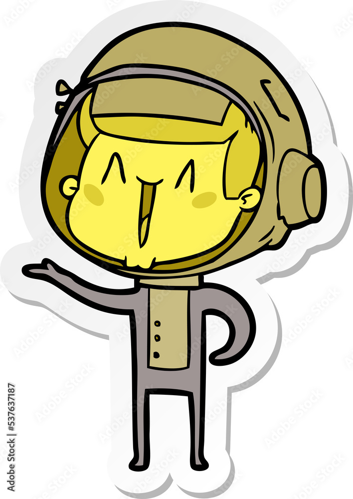 sticker of a happy cartoon astronaut sticker of a happy cartoon astronaut