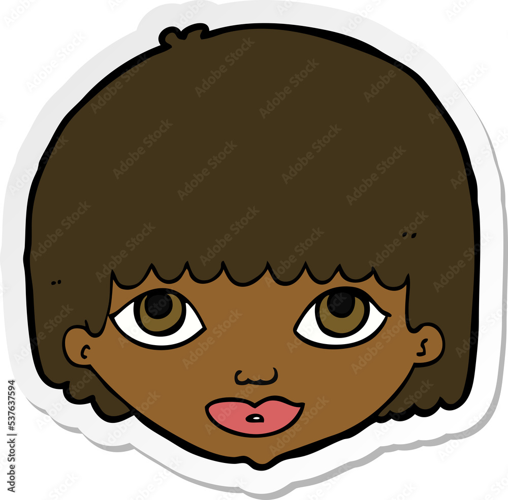 sticker of a cartoon female face sticker of a cartoon female face