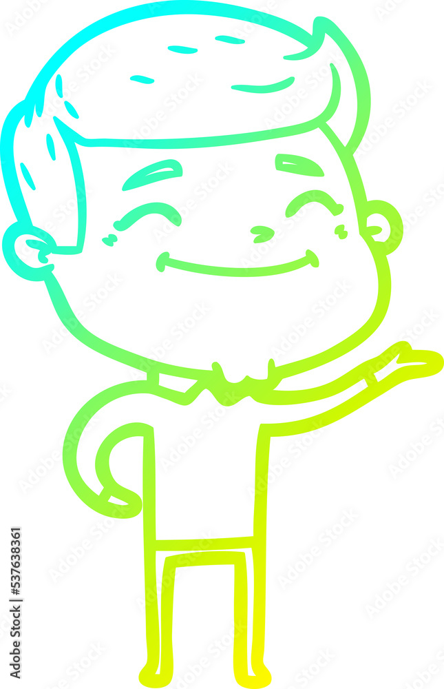 cold gradient line drawing of a happy cartoon man cold gradient line drawing of a happy cartoon man