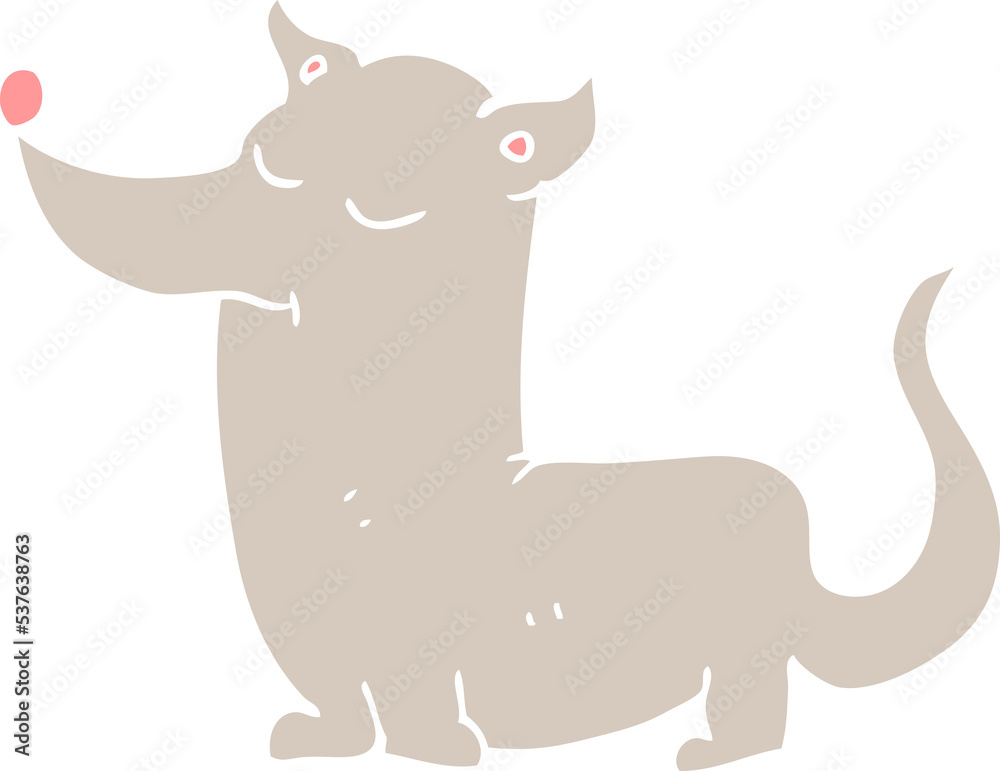 flat color illustration of little dog