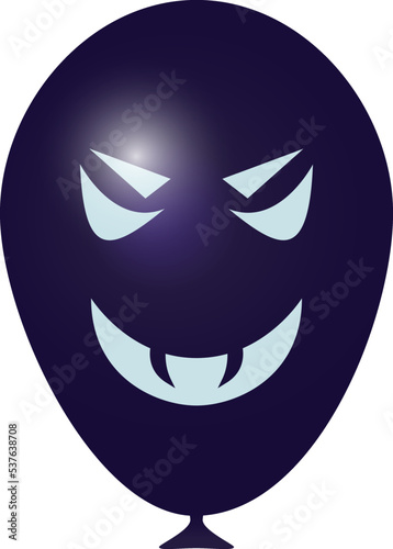 A balloon for Halloween. Realistic purple ball with a sinister face
