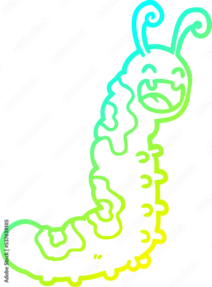cold gradient line drawing of a funny cartoon caterpillar cold gradient line drawing of a funny cartoon caterpillar