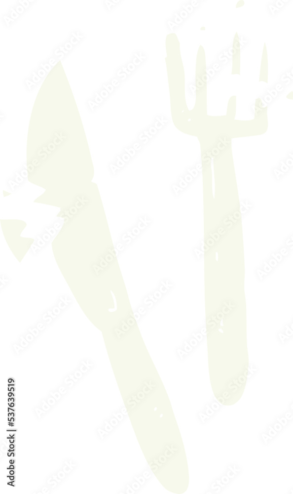 flat color illustration of cracked plastic cutlery flat color illustration of cracked plastic cutlery