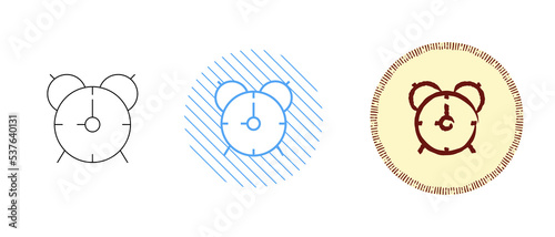 This is a set of contour and color alarm clock icons