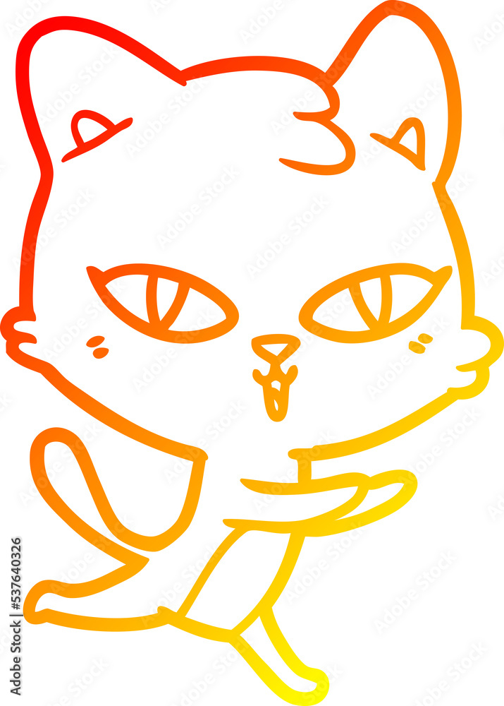 warm gradient line drawing of a cartoon cat warm gradient line drawing of a cartoon cat