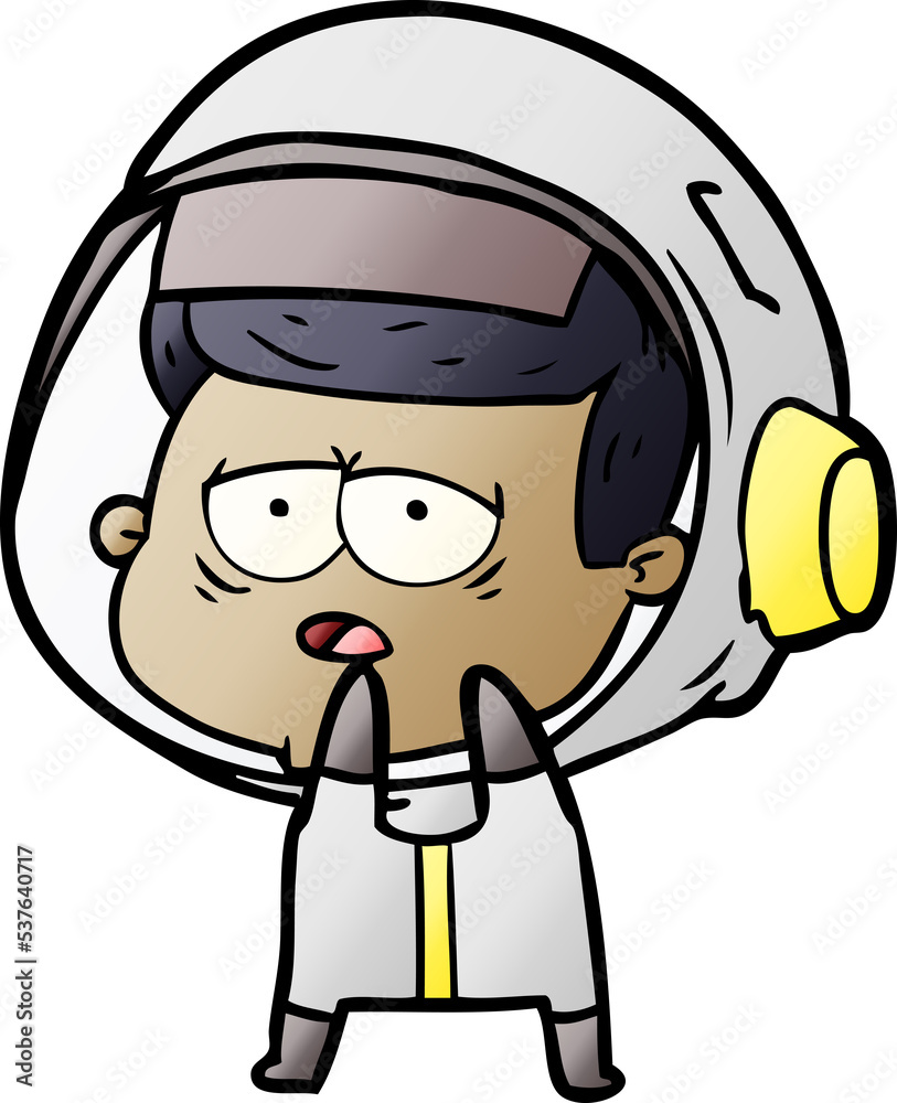 cartoon tired astronaut