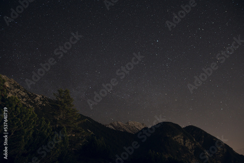 Night sky with Lyra constellation above the Tyrolian Karwendel Alps (Bettelwurf) near Innsbruck, Tyrol, Austria © Paul