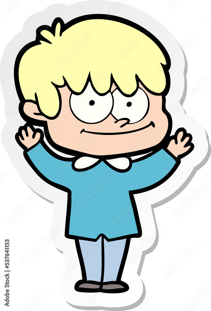sticker of a happy cartoon man sticker of a happy cartoon man