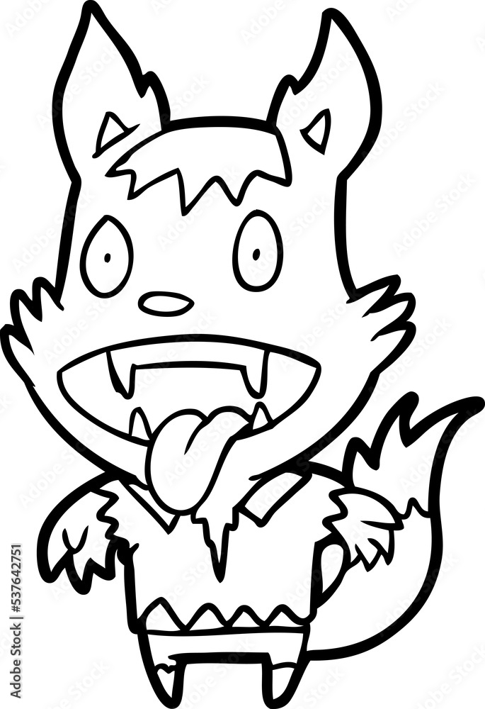 line drawing of a halloween werewolf