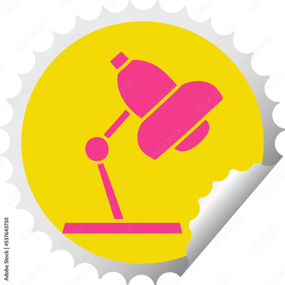 circular peeling sticker cartoon of a table lamp circular peeling sticker cartoon of a table lamp