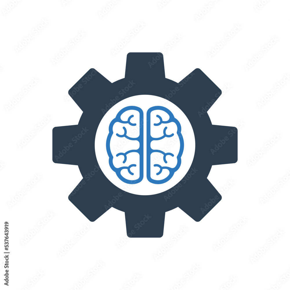 Brain Gear Icon - Artificial Intelligence Icon