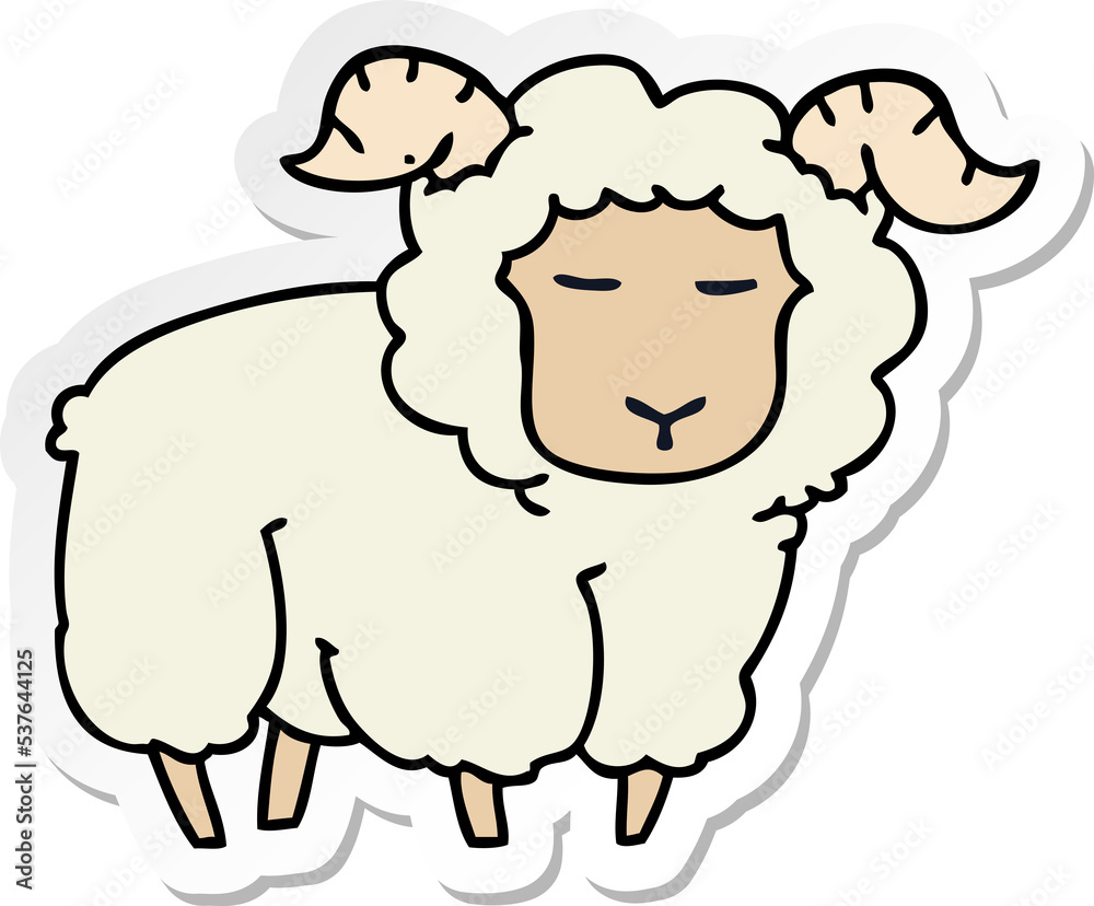 sticker of a quirky hand drawn cartoon ram sticker of a quirky hand drawn cartoon ram