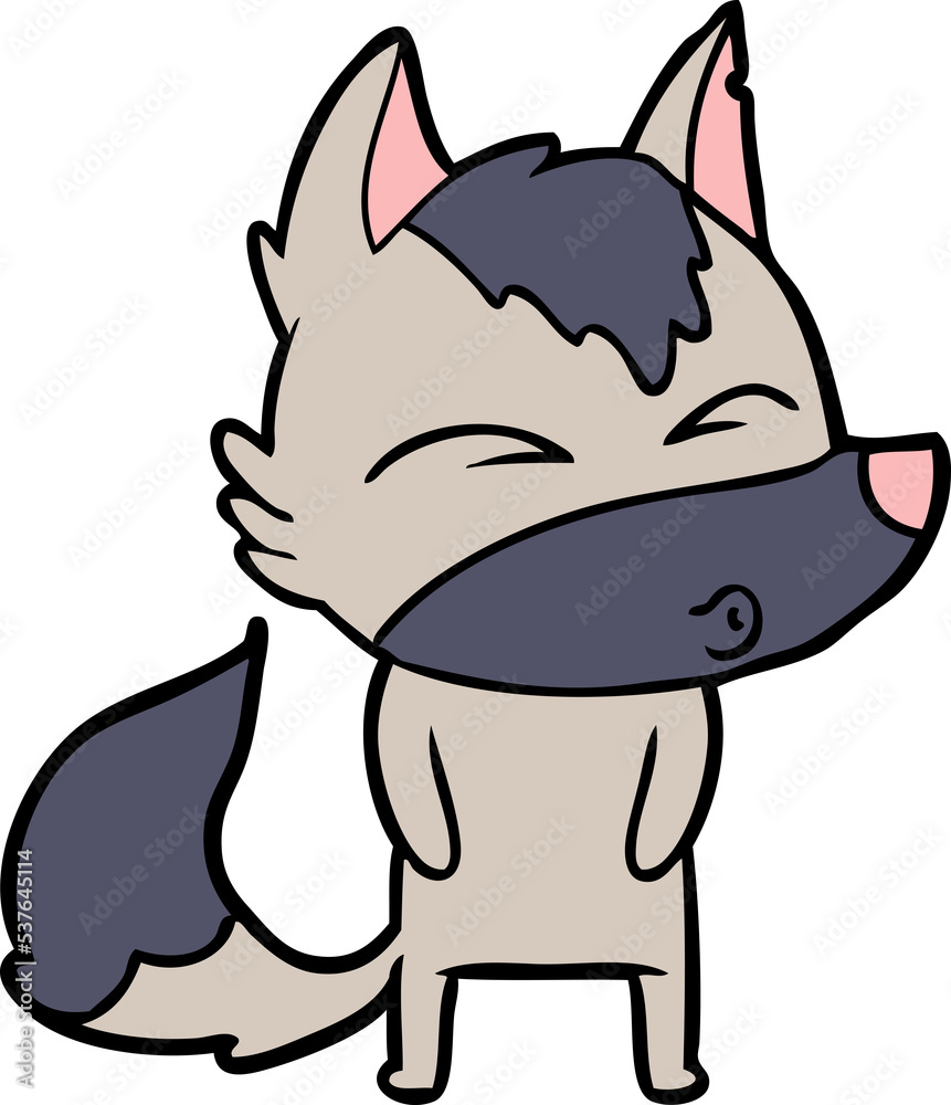 cartoon wolf pouting