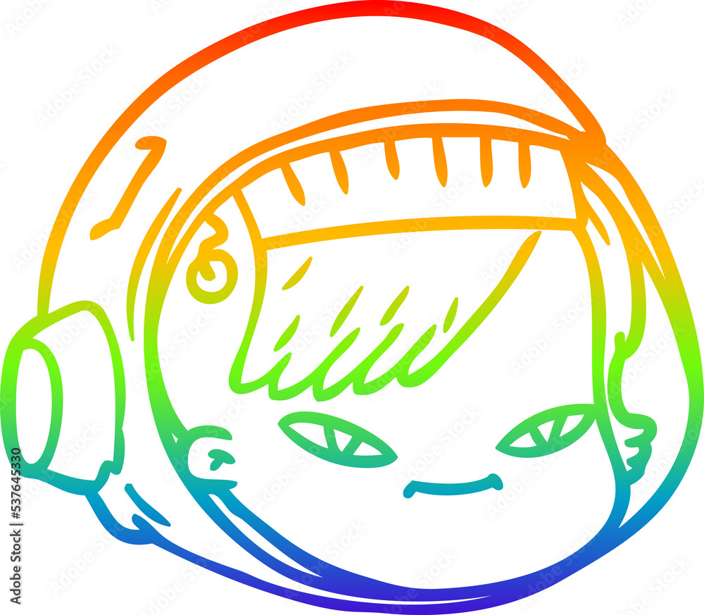 rainbow gradient line drawing of a cartoon astronaut face rainbow gradient line drawing of a cartoon astronaut face