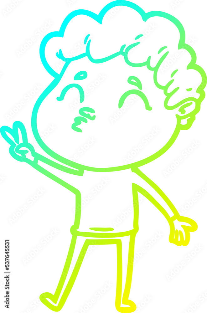 cold gradient line drawing of a cartoon man pouting cold gradient line drawing of a cartoon man pouting