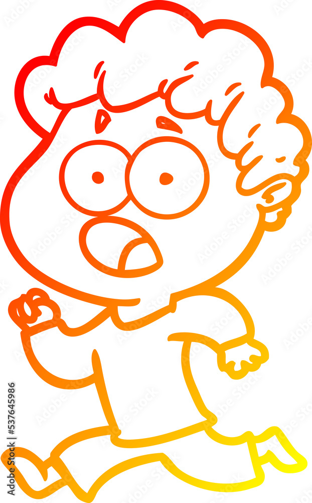 warm gradient line drawing of a cartoon man gasping in surprise warm gradient line drawing of a cartoon man gasping in surprise