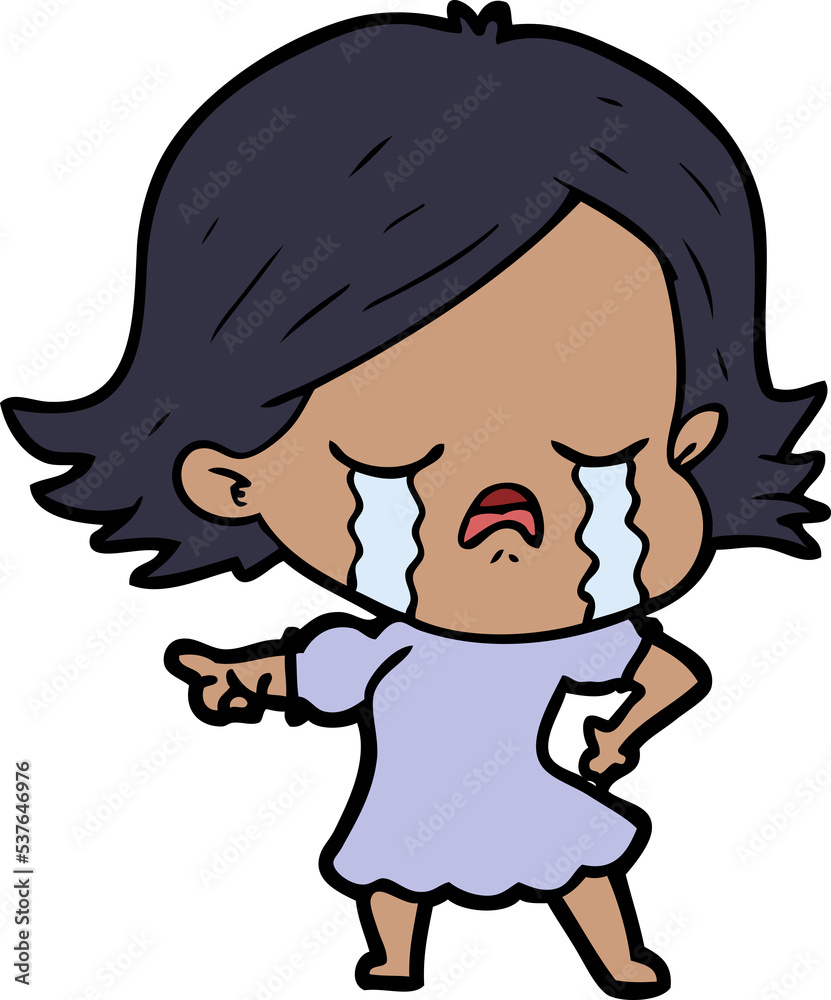 cartoon girl crying and pointing cartoon girl crying and pointing