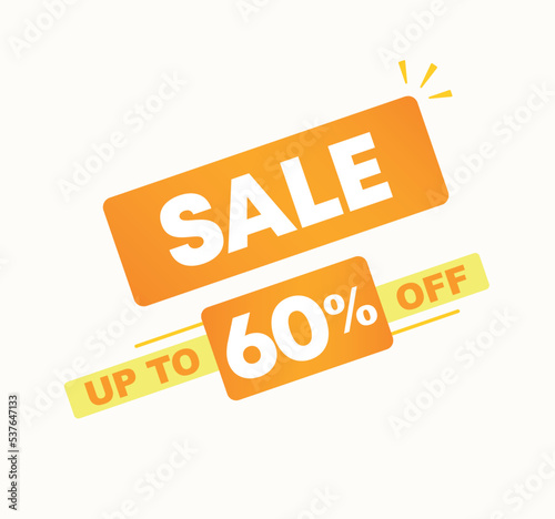 60% off. Vector illustration with offer for sales. Price discount ad. Campaign for stores, retail. For social media, poster.