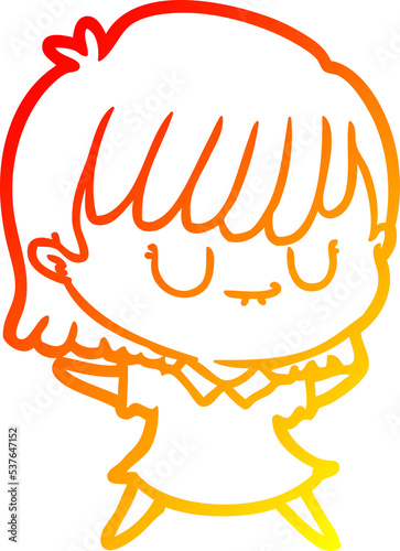 warm gradient line drawing of a cartoon woman