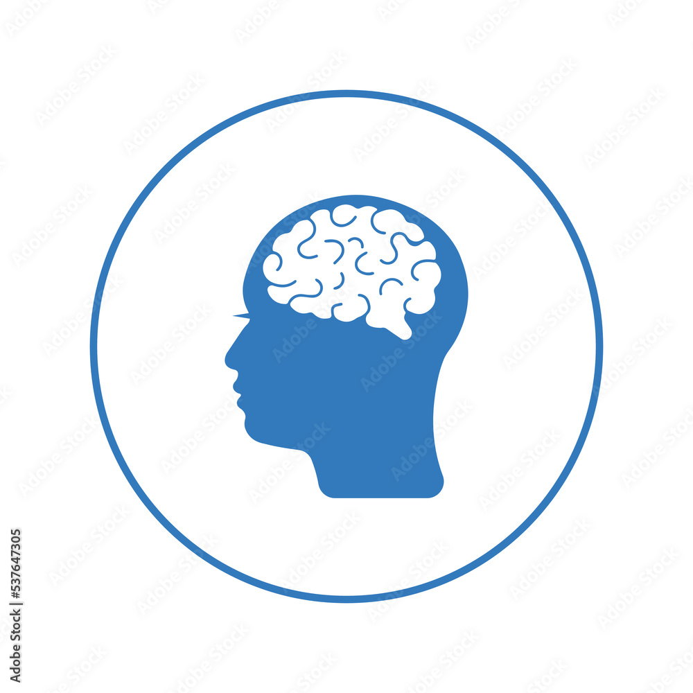 Obraz premium Human head thinking brain icon | Circle version icon |