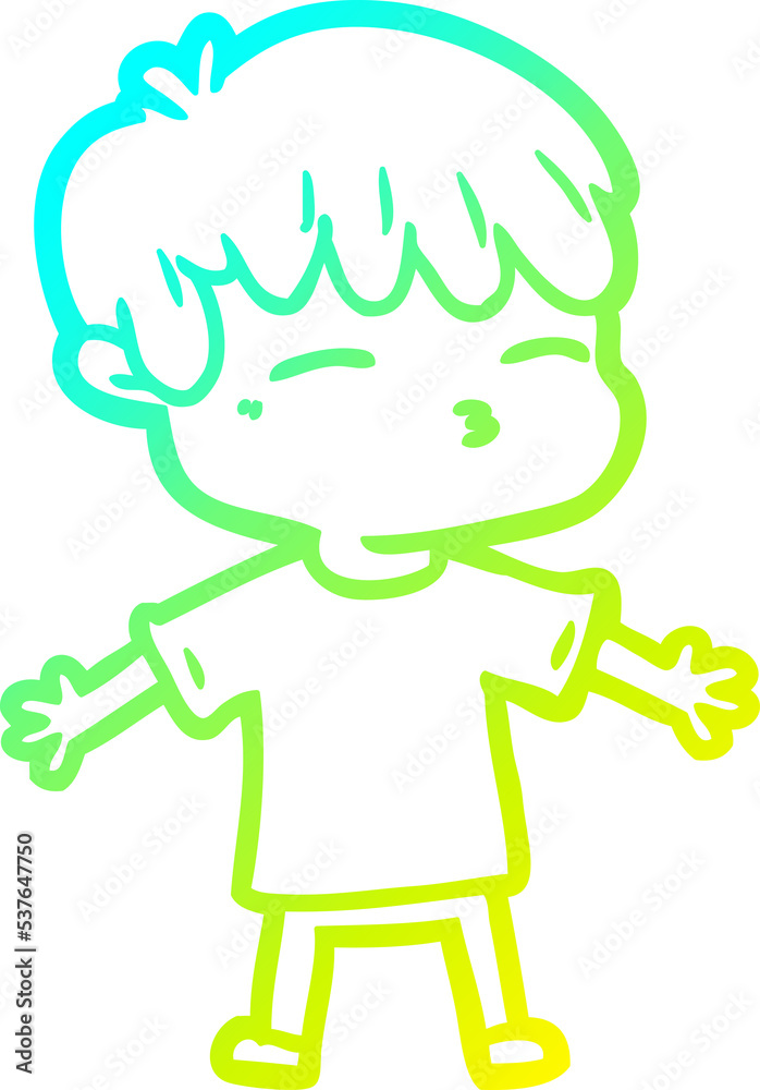 cold gradient line drawing of a cartoon curious boy cold gradient line drawing of a cartoon curious boy