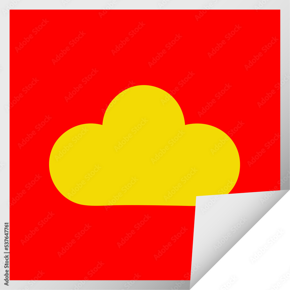 square peeling sticker cartoon of a white cloud square peeling sticker cartoon of a white cloud